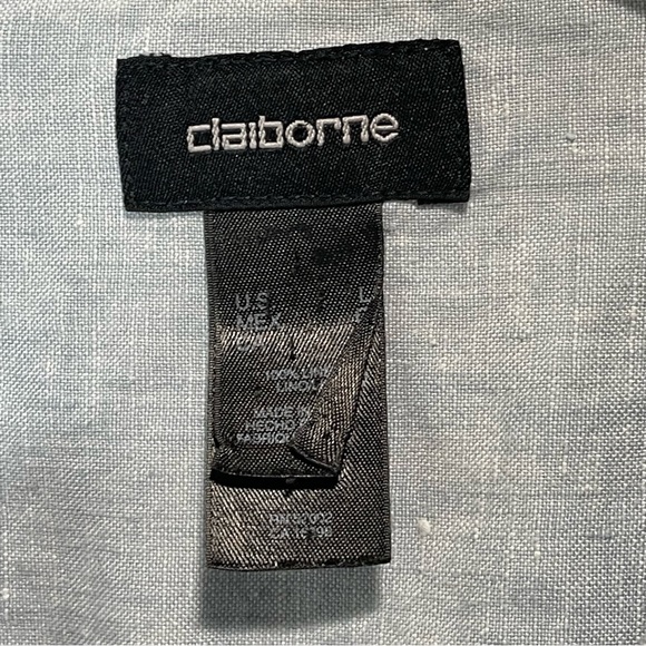 Claiborne 100% Linen Casual Button Down Shirt Light blue  size Large - Picture 7 of 9